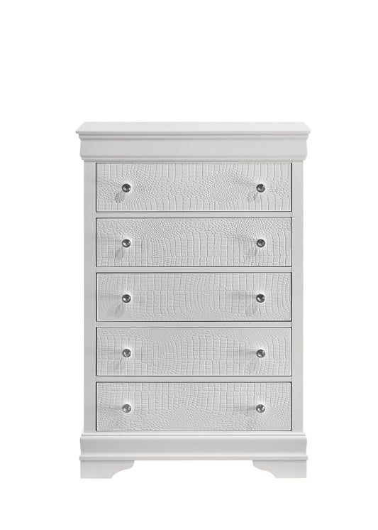 Blaze Modern Style 5-Drawer Chest Made with Wood in White same as G150108717  (NJ inventory)