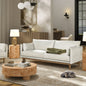 Haven 83' Flange Arm Oak Wood Sofa, Marled Gray Chenille