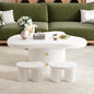U-Can Cloud Coffee Table Set of 3, Irregular Shape Coffee Table with 2 Drawers, 2 Small Stools for Living Room
