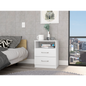 Nightstand 20'H, Two Drawers, Open Shelf, Superior Top, White