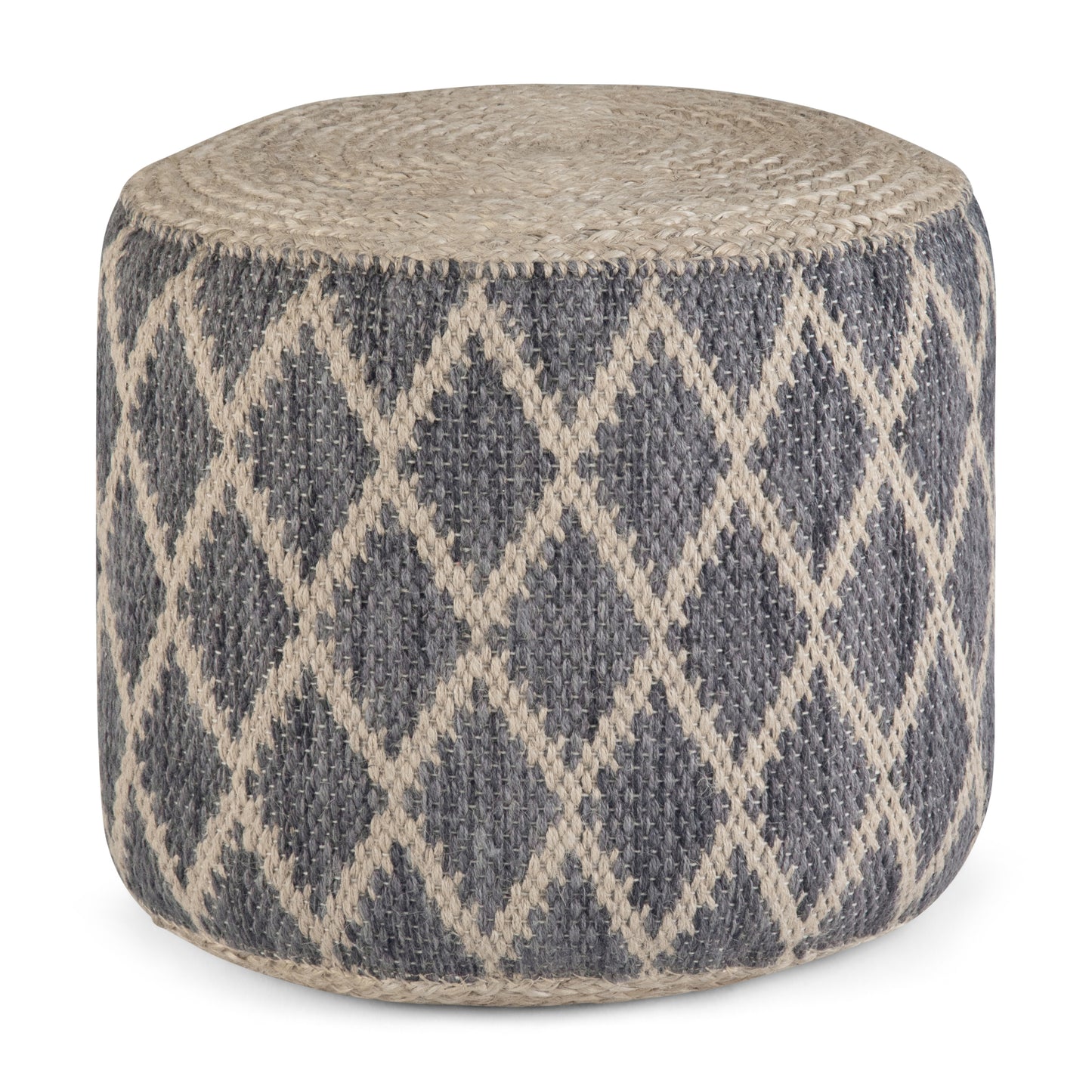 Edgeley - Round Pouf - Grey / Natural