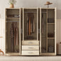 6-Doors Wooden Wardrobe Storage for Bedroom, with Big Drawers, Brown
