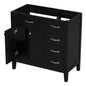 36' Bathroom Vanity without Sink, Cabinet Base Only, Bathroom Cabinet with Drawers, Solid Frame and MDF Board, Black