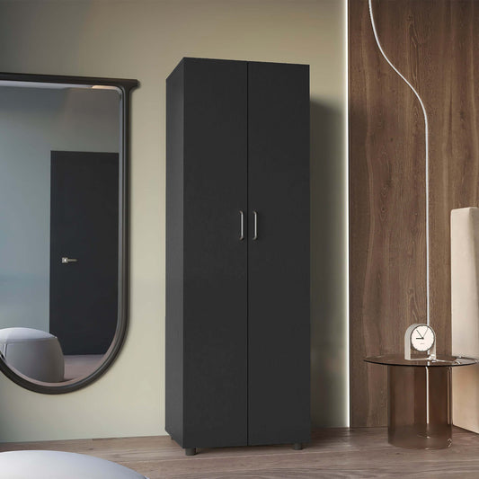 Chagrin 2-Shelf Rectangle Armoire  Black Wengue