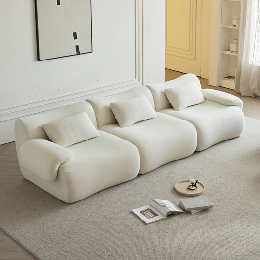 Modular Sectional Sofa, Compressed Sectional Sofa Modern Minimalist Style Couch, Bedroom, Comfy Compressed Sofa Couch Space-Efficient Design-White