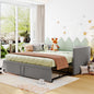 Twin Size Upholstered daybed with Pop Up Trundle, Gray