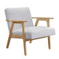 Modern Home Furniture Gray Fabric Upholstery 1pc Accent Chair Solid Rubberwood Natural Finish Contemporary Cushion Seat