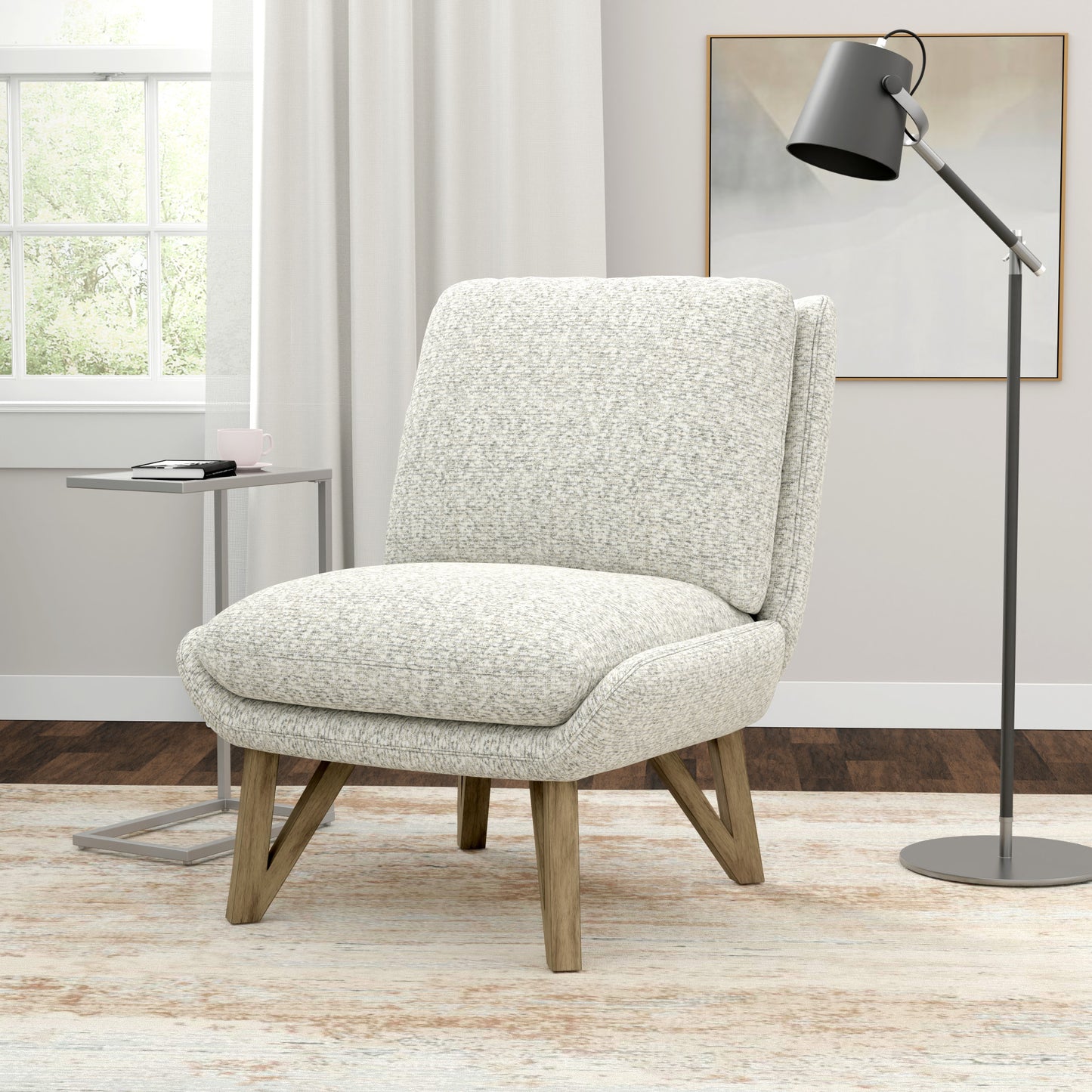 White Armless Accent Chair