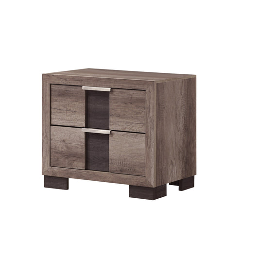 1pc Contemporary Rustic Brown Finish Nightstand Two Drawers Metal knobs Bedroom Wooden Furniture