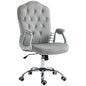 Vinsetto Home Office Chair, Velvet Computer Chair, Button Tufted Desk Chair with Swivel Wheels, Adjustable Height, and Tilt Function, Light Gray