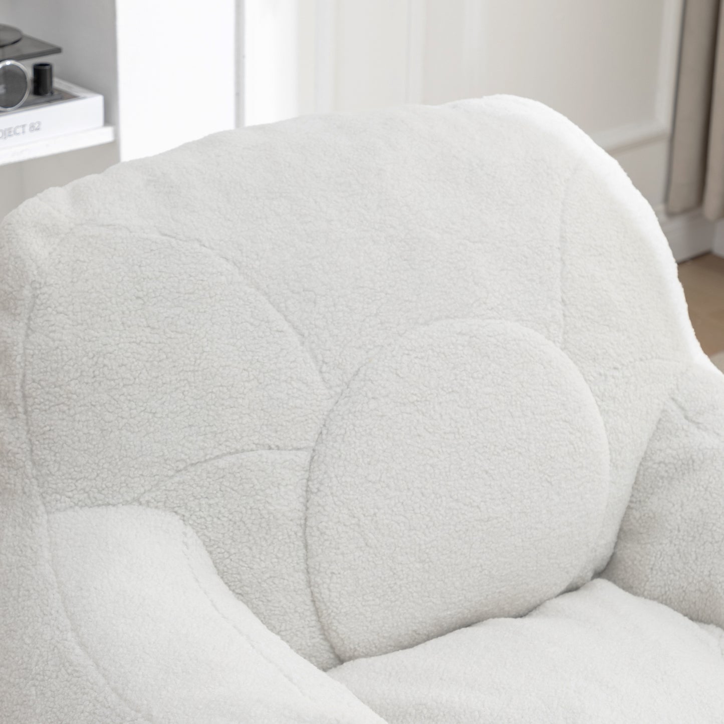 Comfy Bean Bag Chair with Filler, Tufted Memory Foam Sofa in White Teddy Fabric, Fluffy and Cozy Seating for Dorm, Apartment, or Living Room