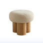 W8017-1 Mushroom Stool with Greige Plush Cushion, Wooden Barrel PVC Pipe, Walnut Finish