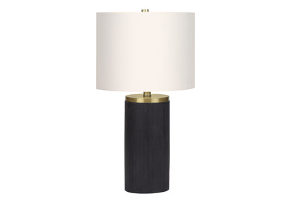 Lighting, 24'h, Table Lamp, Black Concrete, Ivory / Cream Shade, Modern