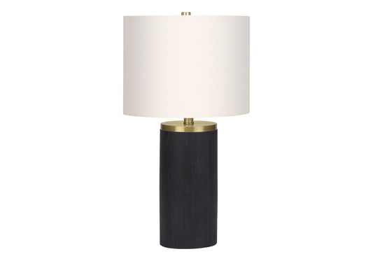 Lighting, 24'h, Table Lamp, Black Concrete, Ivory / Cream Shade, Modern