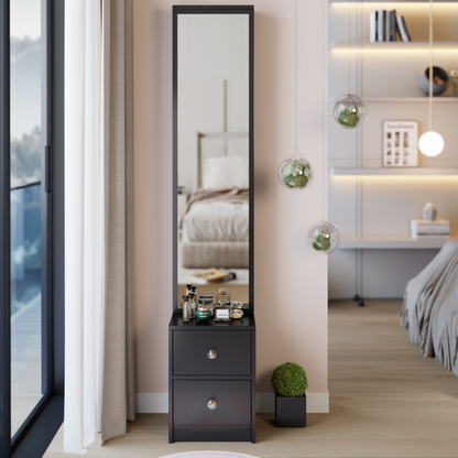 Length 11.8' x Width 15.7' x Height 63' Simple Stylish Dressing Mirror Cabinet, Full Body Mirror Cabinet, Extra Large Mirror, Multi Layer High Capacity Storage, Use Alone or In Conjunction With Vanity