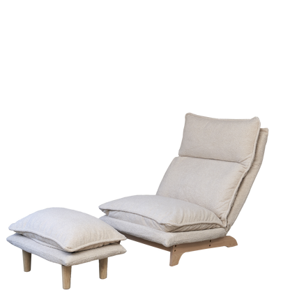 Foldable Metal Frame - Beige Reclining Single Sofa Chair for Bedroom or Balcony - Lazy Leisure Lounge Chair