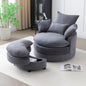 360° Swivel Accent Barrel Chair Modern Comfy Round Reading Sofa Swivel Chairs Circle Lounge Chair for Bedroom Living Room w/4 Pillow Lower Seating Heigh (Grey)