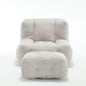 Modern Indoor Fluffy Bean Bag Chair with Memory Foam and Ottoman, Super Soft Velvet,  38.5x36.6x30 inches