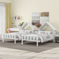 Double Twin Size Platform Bed with House-shaped Headboard and a Built-in Nightstand, White