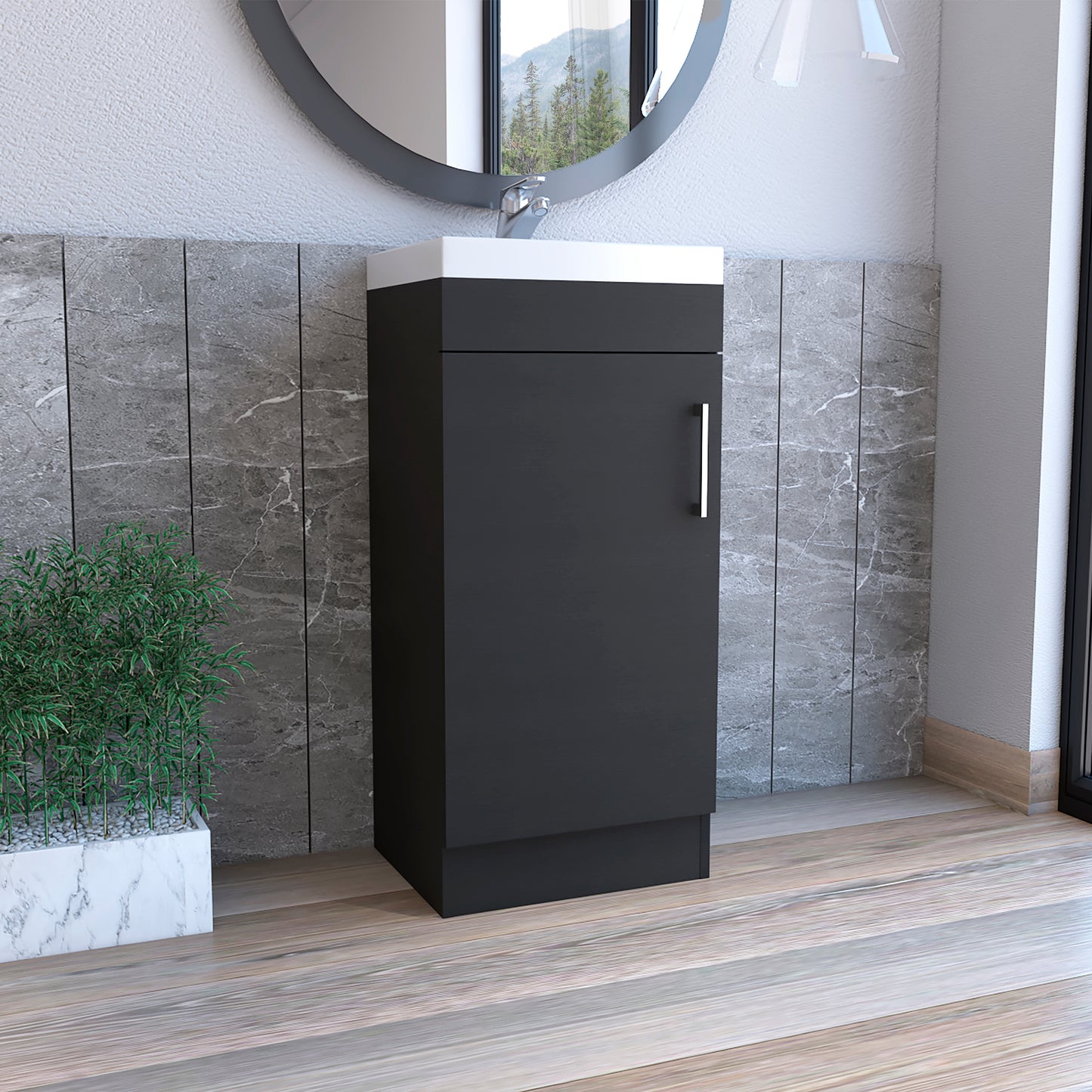 Sevilla Bathroom Vanity, Single Door Cabinet, Black