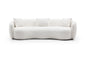 Mid Century Modern Curved Living Room Sofa, 4-Seat Boucle Fabric Couch for Bedroom, Office, Apartment, off white(beige and white)