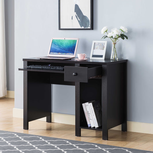 Student desk home office desk 39'W Compact desk Writing Desk Laptop Desk Red Cocoa Espresso One drawer Keyboard Drawer Wooden Knob