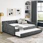 Full Size Daybed with Twin Size Trundle Upholstered Tufted Sofa Bed, with Button on Back and Copper Nail on Waved Shape Arms,Grey (80.5'x55.5'x27.5')