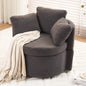 029-Teddy Fabric Swivel And Storage Chair With Back Cushion For Living Room,Dark Gray