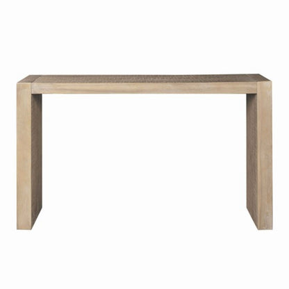 Modern Console Table with Solid Wood Construction in Reclaimed Wheat Finish