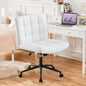 Homw Office Desk Chair with Wheels, Armless Desk Chair with Lumbar Support, Adjustable Height 360° Rolling Swivel Computer Chairs for Home Office Study Room, PU, Ivorywhite
