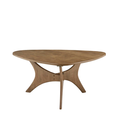 Triangle Wood Coffee Table Mid-Century Modern Design Light Brown Elm Finish