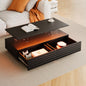 Modern Black Rectangular LED Lights Coffee Table with 2 drawers in 47.2'