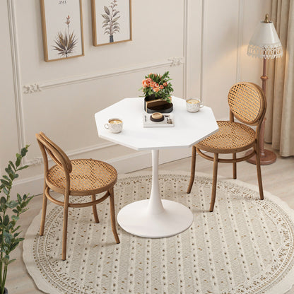 31.50'Modern Octagonal Coffee Table with MDF Table Top,Metal Base, for Dining Room, Kitchen, Living Room,White