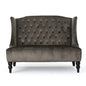 Nurturing Upholstered Loveseat with Wing Back and Diamond Tufting, Grey