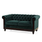 VIVALUX Chesterfield Velvet Loveseat Sofa 2-Person Rolled Arm Upholstered Couch Forest Green 59.44'