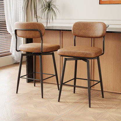 360 ° Rotating Bar Chair  Bar Stool bar stools set of 2 piece set with leather cushions and iron brackets, suitable for various places such as home kitchens, restaurants, offices, etc.