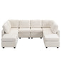 Chenille Fabric U-shaped Sectional Sofa with Movable Ottoman and USB Ports, Beige, 103'