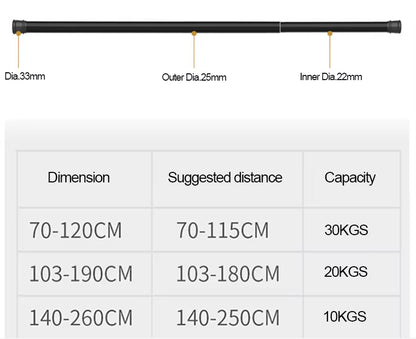 Wholesale Factory Produce Aluminum Metal Bathroom Telescopic Shower Curtain Rod Eco-friendly