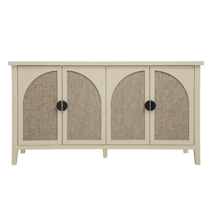 Rattan 4 Door Cabinet, Suitable for Bedroom, Living Room, Study