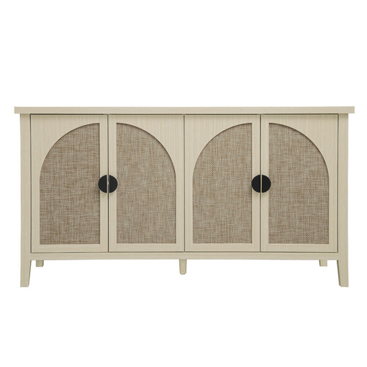 Rattan 4 Door Cabinet, Suitable for Bedroom, Living Room, Study