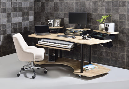 83' Eleazar Natural Oak Finish Music Recording Studio Desk