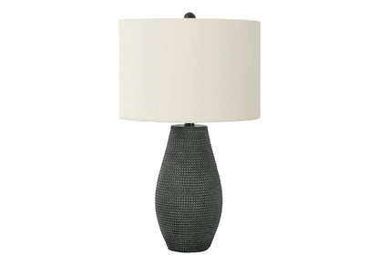 Lighting, 24'h, Table Lamp, Black Resin, Ivory / Cream Shade, Contemporary