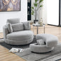 39'W Oversized Swivel Chair with moon storage ottoman for Living Room, Modern Accent Round Loveseat Circle Swivel Barrel Chairs for Bedroom Cuddle Sofa Chair Lounger Armchair, 4 Pillows, Teddy Fabric