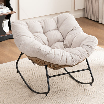 Rocking Chair, Chenille Upholstered Accent Chair, Modern Nursery Rocking Chair for Living Room, Bedroom, Apartment