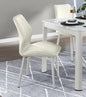 Modern Dining Side Chairs Set of 2, Beige Velvet Upholstered White Metal Legs Furniture
