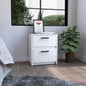 Nightstand 18'H , 2 Drawers with Metal Handles, White