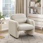 Contemporary Accent Chair Beige Boucle Fabric Upholstery Plywood Frame Pillow Cozy Living Room Furniture 1pc Comfort Chair