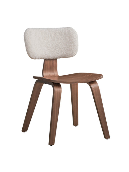 Casson White Boucle 7 Walnut Finish Side Chair (Set of 2)