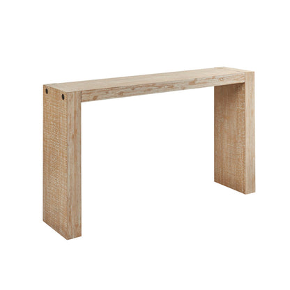Modern Solid Wood Console Table with Distressed Finish in Reclaimed Wheat, 64'