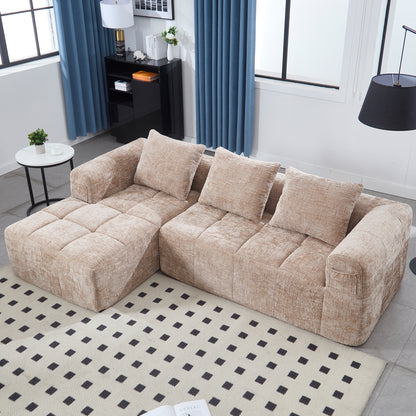 UNITED WE WIN 98.42-inch modular sectional sofa, modern modular L-shaped sofa with chaise longue, equipped with small side pockets and free of compression during installation.